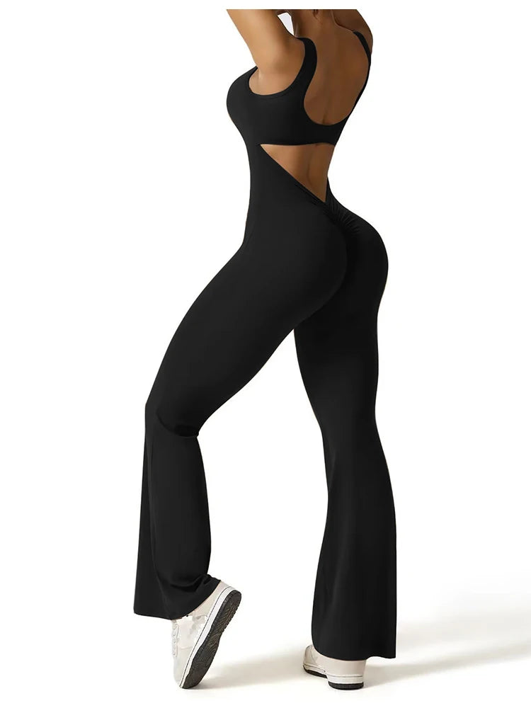 Vera Flair - V-Back Flared Jumpsuit
